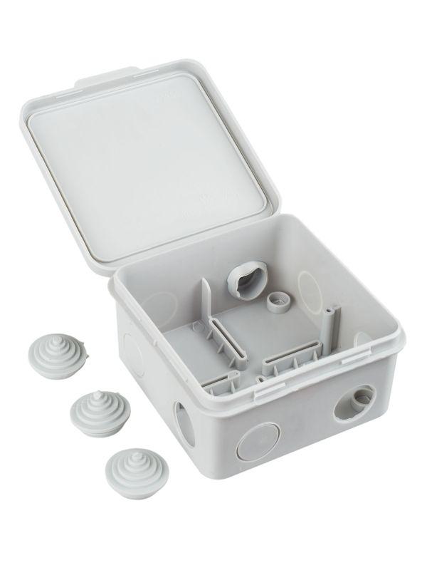 Коробка распаячная ОП 100х100х50 IP54 КМ41256 откид. крышка 8 вводов (7035) IEK UKO31-100-100-050-K03-54