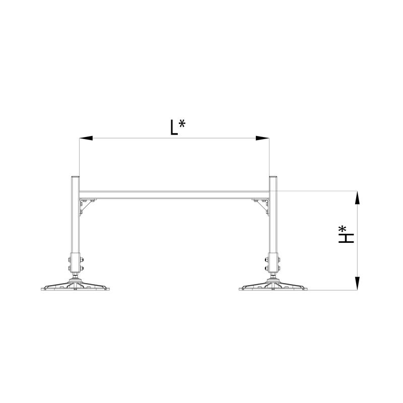 Конструкция опорная для горизонт. прямоугольн. воздуховодов и метал. лотков кабеленесущих систем TECHNORAPTOR FOOT 1000х500 HD КМ TR0285