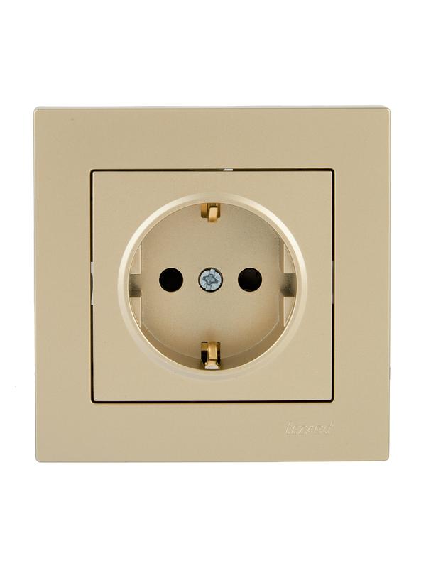 Розетка VESNA с защитой от детей ПБТ зол. LEZARD 742-3688-124B