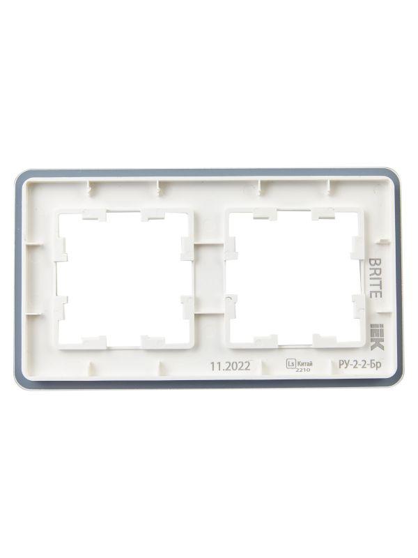 Рамка 2-м BRITE РУ-2-2-Бр стекло бел. RE IEK BR-M22-G-41-K01