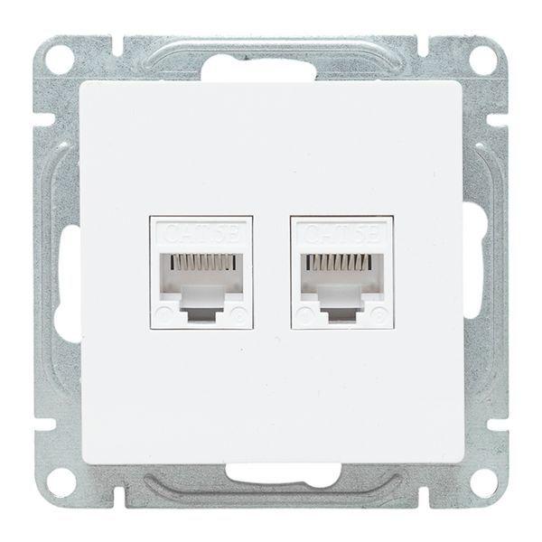 Розетка компьютерная 2-м СП Эпика RJ45 кат.5 механизм бел. EKF UP1-SOW-2RJ45-5