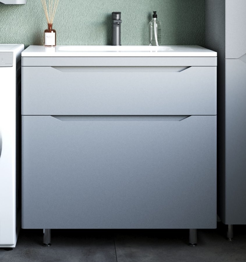 Тумба напольная "Марелла 80" (2 ящ.) Люкс антискрейтч серый, PLUS