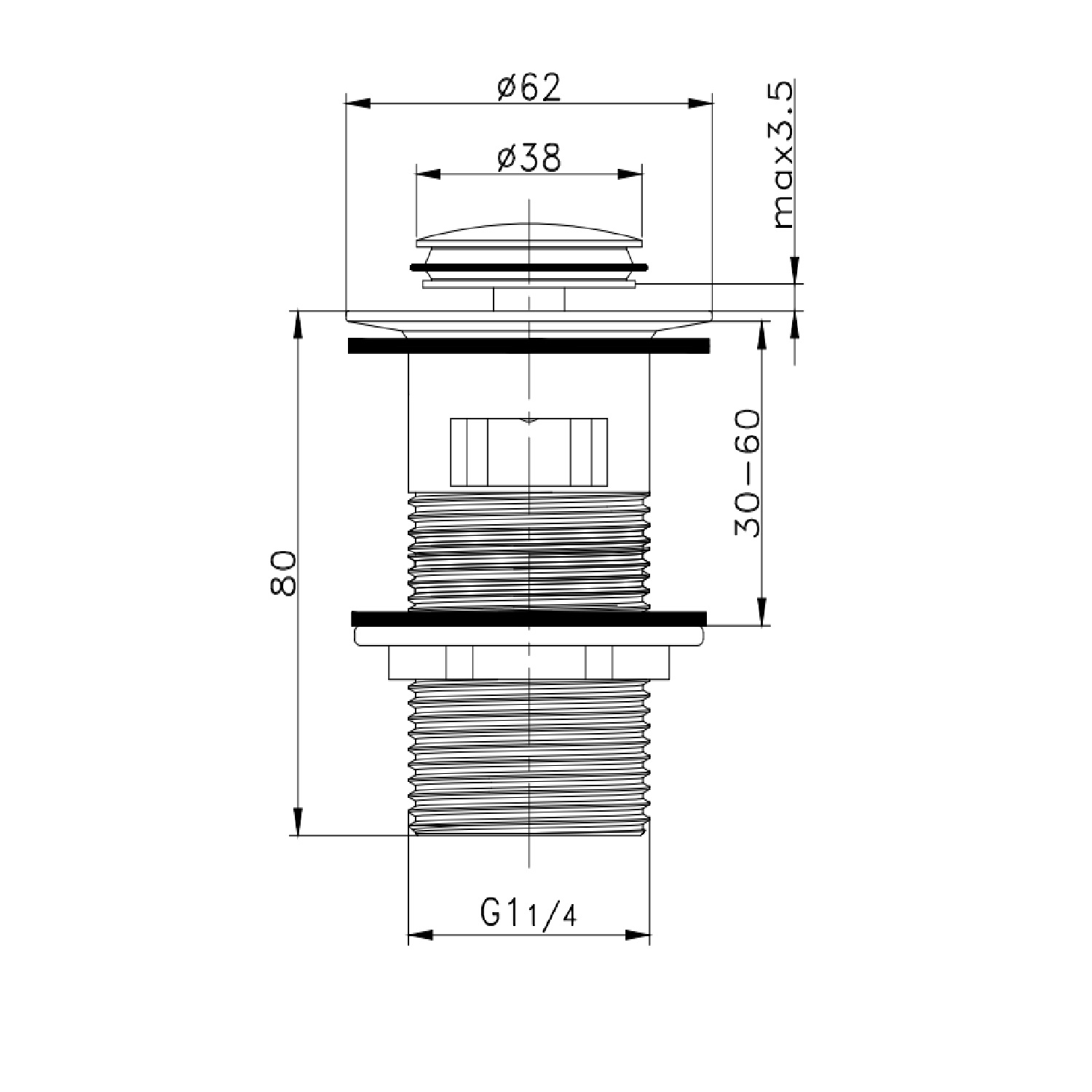 Донный клапан для раковины Raglo R600.05, хром