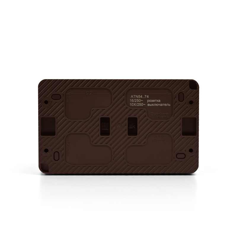 Блок ОП AtlasDesign PROFI IP54 (розетка 1-м 16А заземл. защ. шторки + 2-кл. выключатель 10А) корич. SE ATN546074