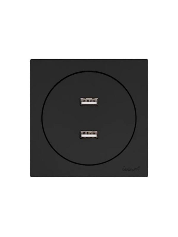 Розетка 2-м СП OSEN USB разъем механизм черн. бархат LEZARD 743-4288-192
