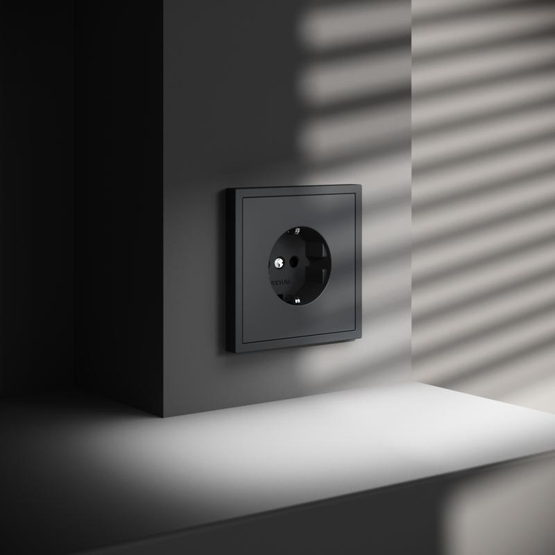 Розетка 1-м СП S70 16А с заземл. механизм графит Voltum VLS040107