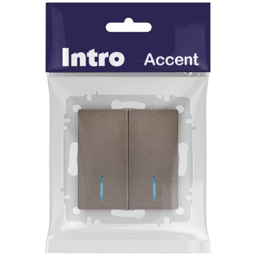 Выключатель 2-кл. СП Accent 6-105-08 10А IP20 250В с подсветкой AL/CU бронза Intro Б0063523