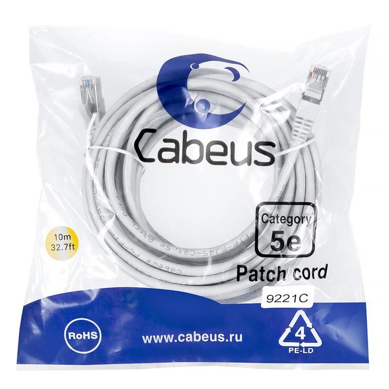 Патч-корд F/UTP кат.5E PC-FTP-RJ45-Cat.5e-15m 2xRJ45/8p8c экранир. PVC 15м сер. Cabeus 9246c