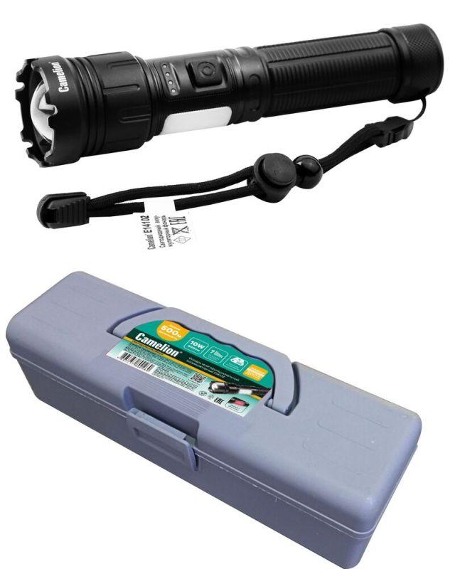 Фонарь светодиодный аккумуляторный E14102 лазер диод LD PB магнит Type C 10Вт 18650 1.8+0.8А.ч кор. Camelion 15600