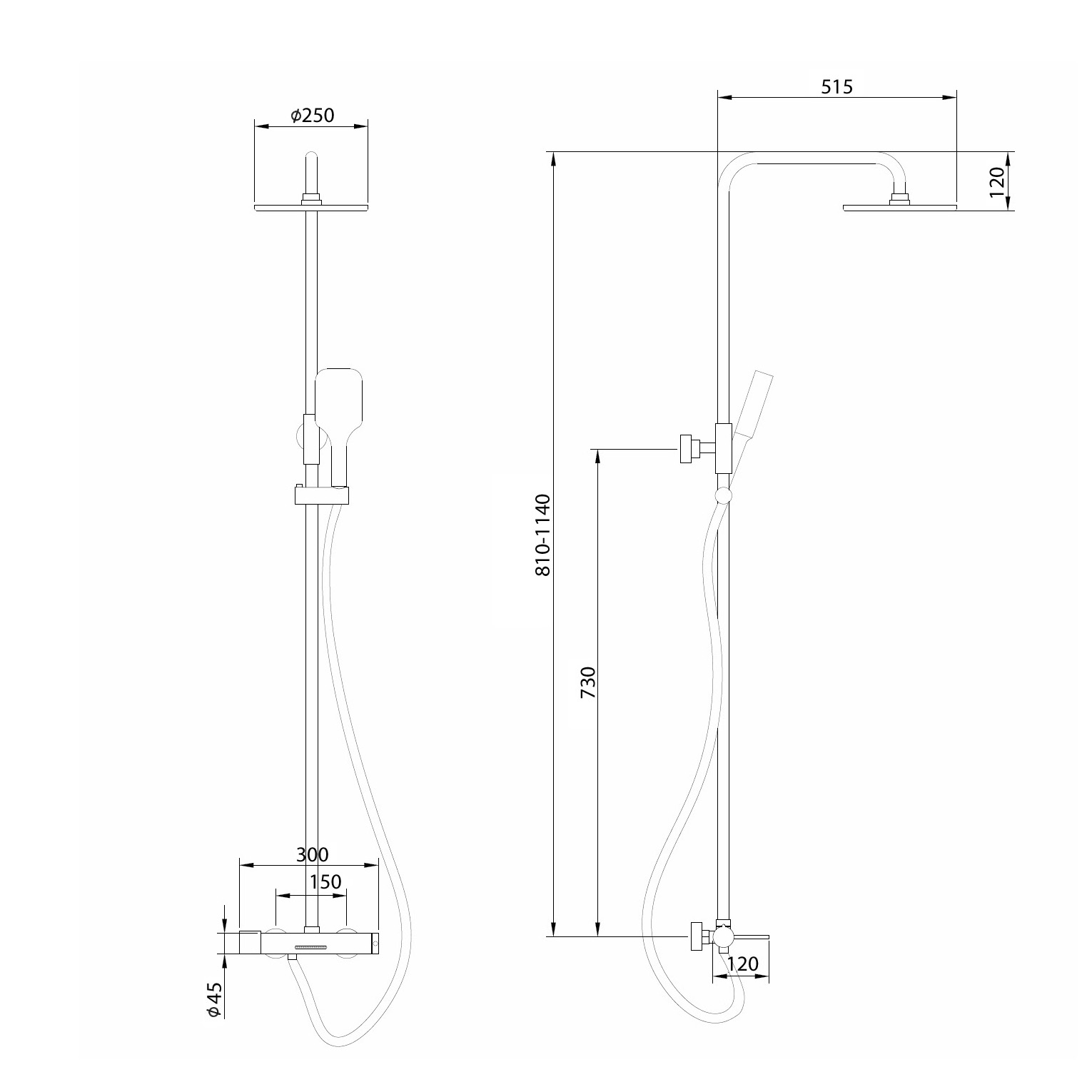 Душевая стойка ABBER Emotion AF8816 с изливом, хром