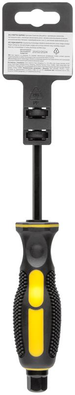 Отверткa ударная сталь S2 шестигран. жало боек под ключ прорезиненная ручка профи 6х100мм PH2 FIT 55626