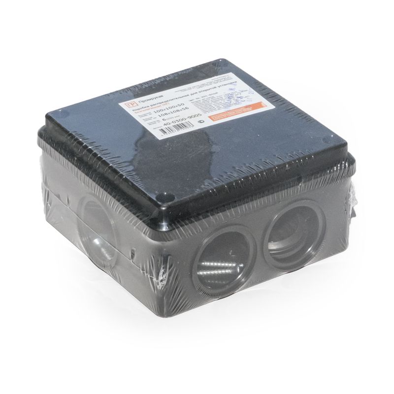 Коробка распределительная ОП 100х100х50 безгалогенная (HF) черн. Промрукав 40-0300-9005