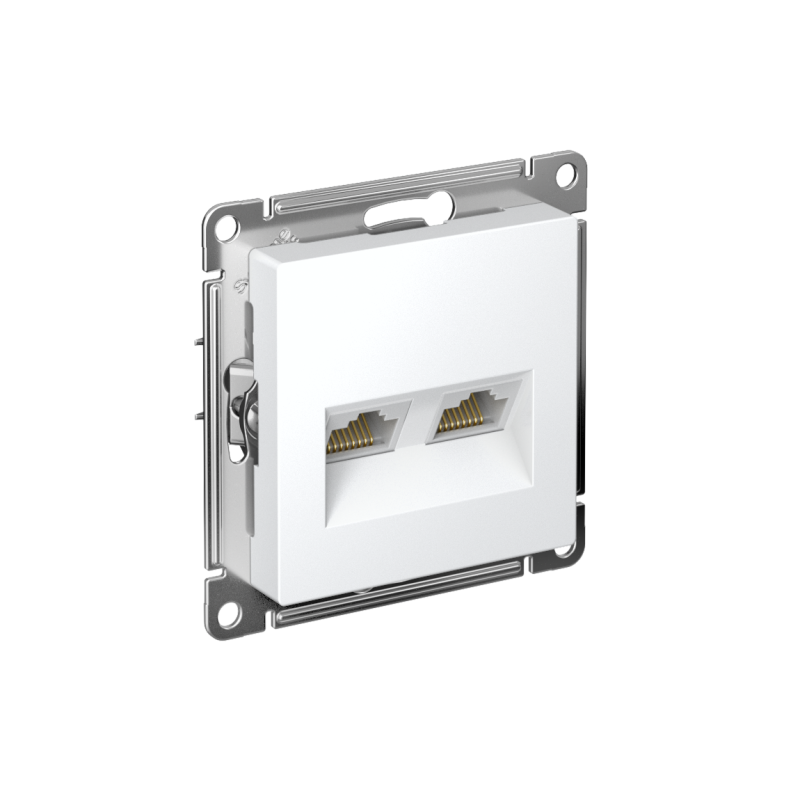 Розетка компьютерная 2-м AtlasDesign RJ45+RJ45 кат.5E механизм лотос SE ATN001385