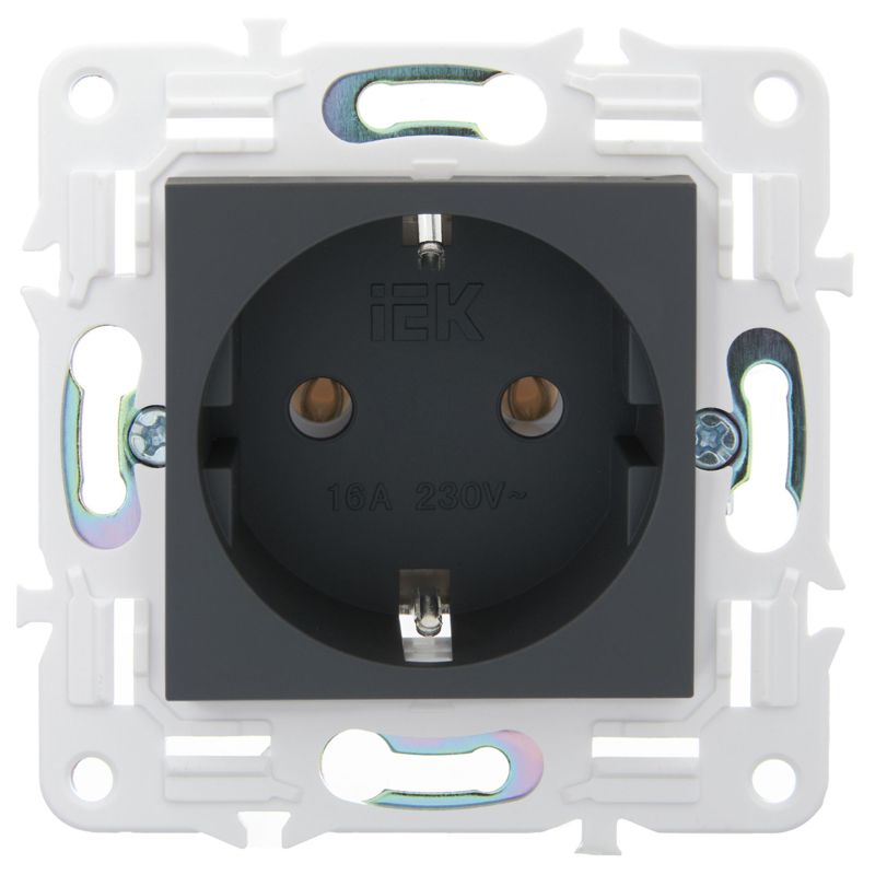 Розетка SKANDY 16А с заземл. без защ. шторок SK-R05G графит IEK SK-R11-16-K53