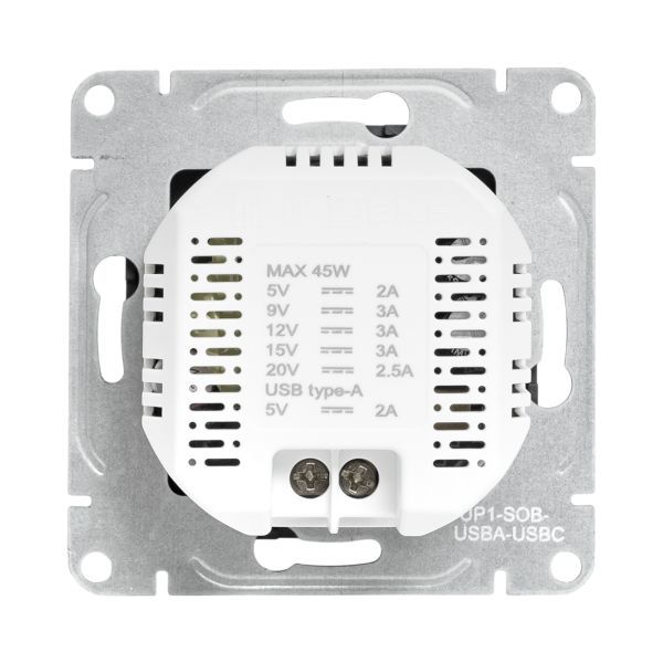 Розетка СП Эпика USB-A+С механизм черн. EKF UP1-SOB-USBA+USBC