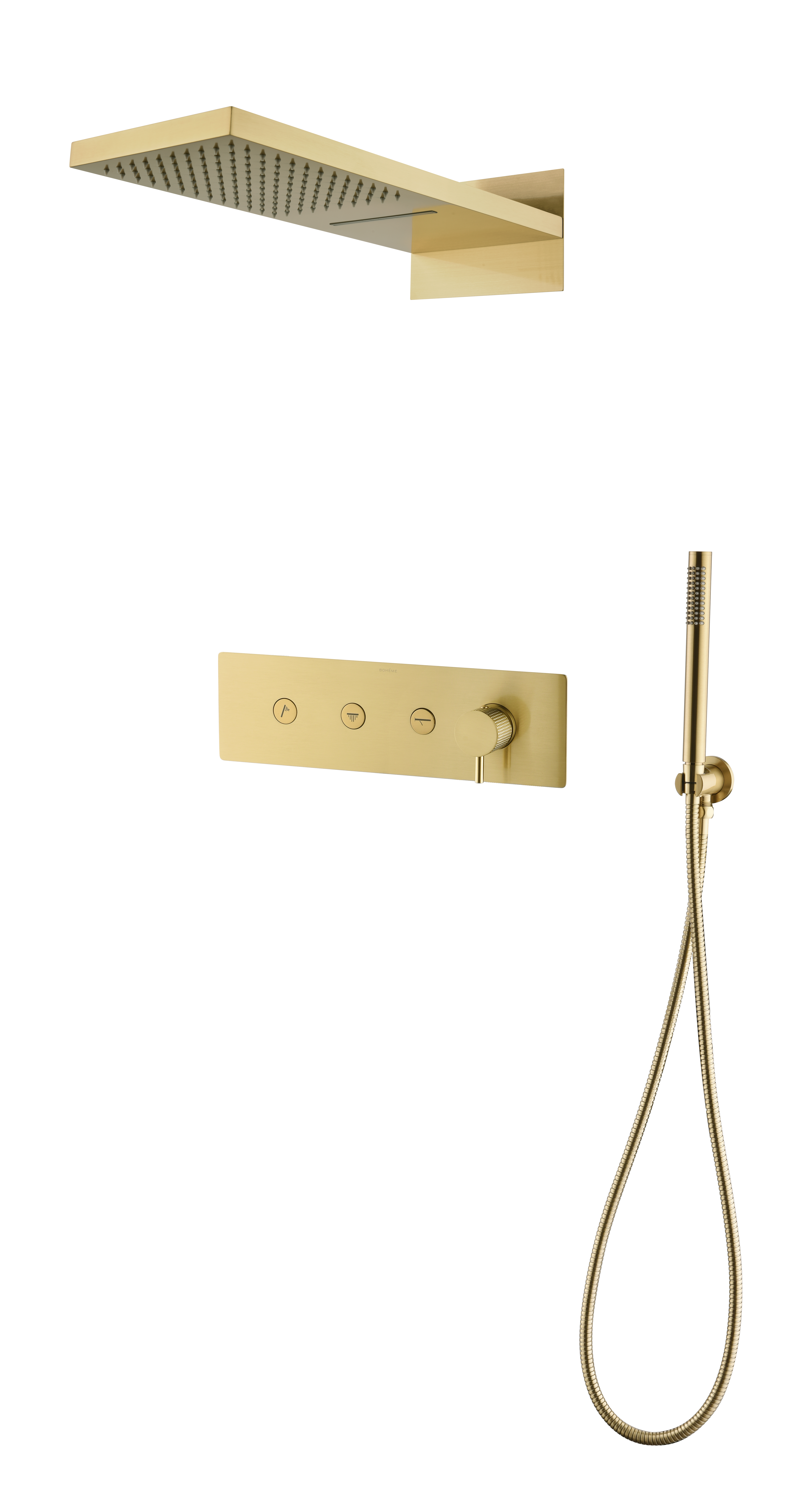 Встроенная душевая система FUSION с термостатом, трехпозиционная MATT GOLD