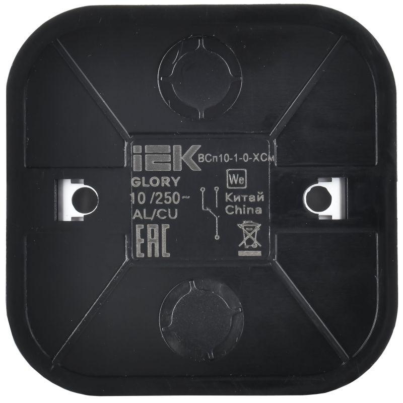 Выключатель проходной 1-кл. ОП GLORY ВСп10-1-0-ХСм 10А сталь матов. IEK EVH12-K46M-10