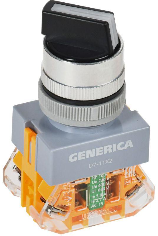Переключатель D7-11X2 2 полож. 1НО+1НЗ черн. GENERICA BSW50-11X2-3-21-2-K02-G