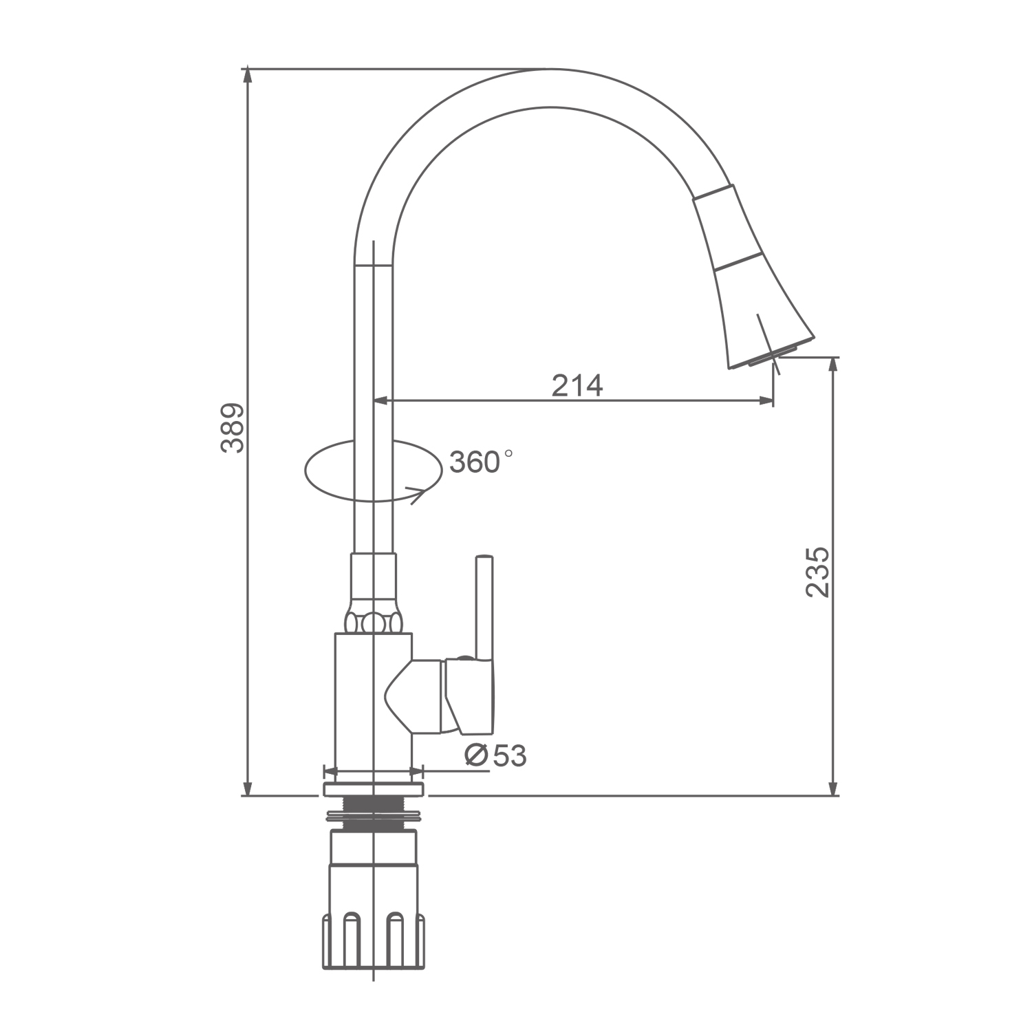 Смеситель для кухни Splenka S201.4306.09, графит