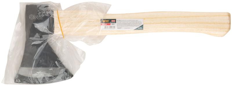 Топор 600г деревянная полированная ручка; кованая усилен. сталь FIT 46136