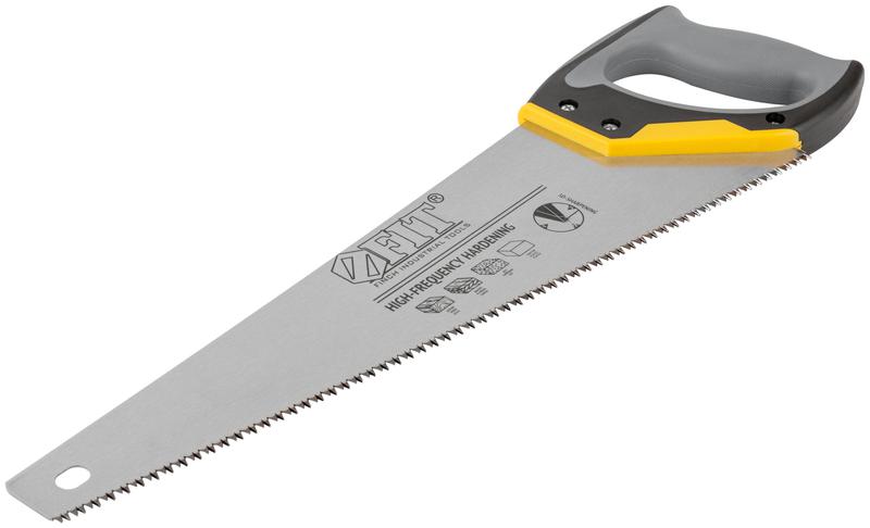 Ножовка по дереву средний каленый зуб 7 ТPI 3D заточка 3К пласт.прорезиненная ручка профи 450мм FIT 40452