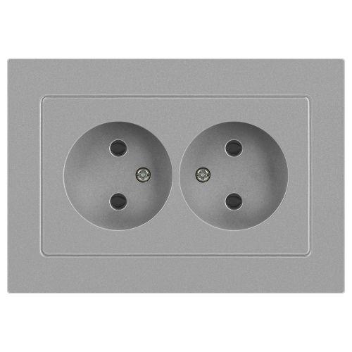 Розетка 2-м СП Accent 6-204-03 16А IP20 250В 2P AL/CU алюм. Intro Б0063453