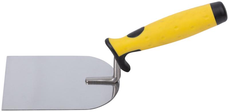 Мастерок нержавеющий мягкая ручка профи "лопатка" 100мм FIT 05083