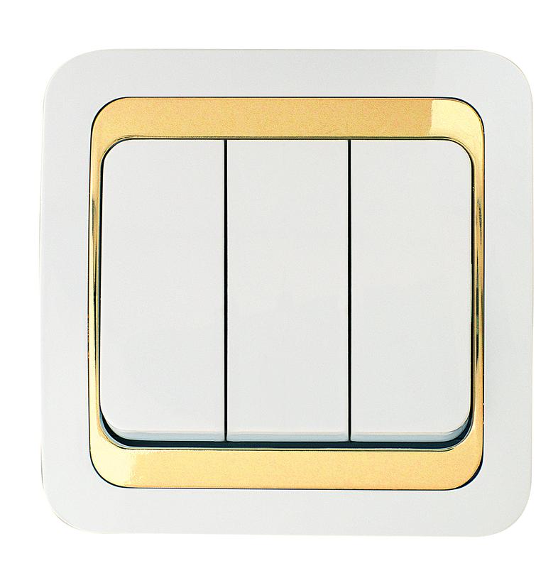 Выключатель 3-кл. Mimoza 1вх. 3вых. с зол. вставкой Makel 12291