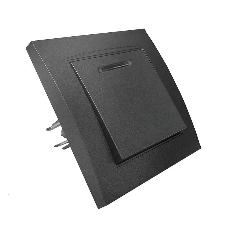 Выключатель 1-кл. СП Бриллиант 10А IP20 с подсветкой в сборе графит Universal 7947397-Gr