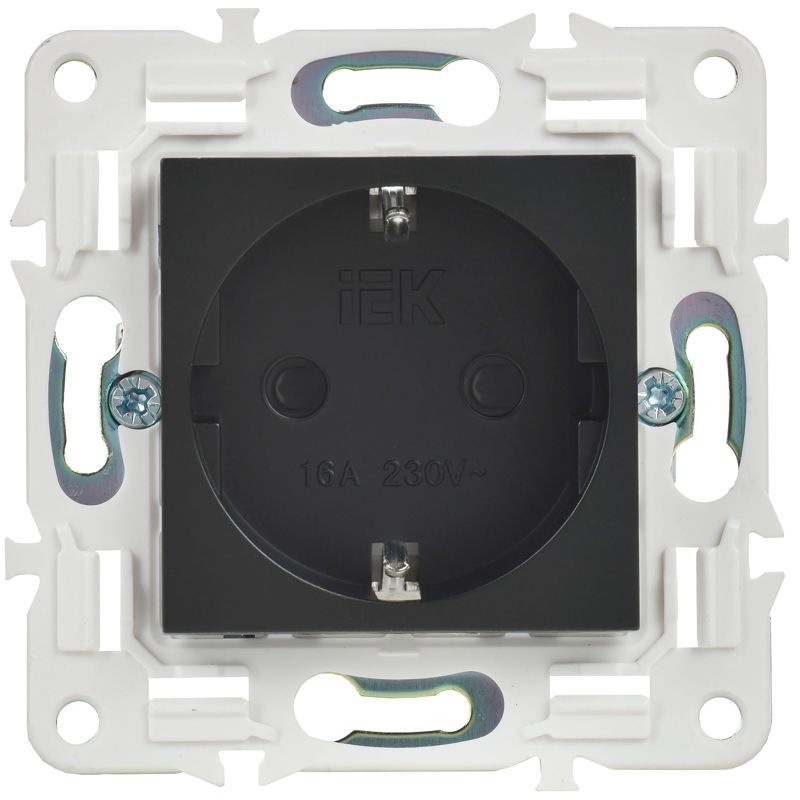 Розетка SKANDY 16А с заземл. защ. шторки SK-R04Bl черн. IEK SK-R14-16-K02