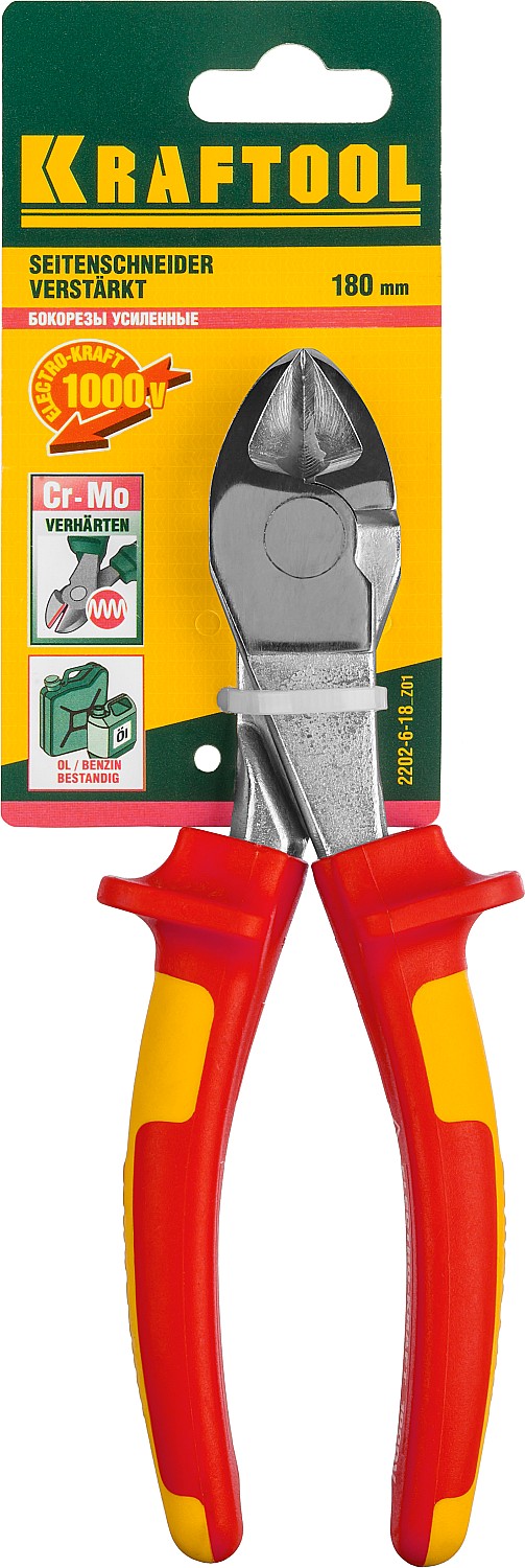 Бокорезы ''ELECTRO-KRAFT'' усиленные, Cr-Mo сталь, двухкомпонентная маслобензостойкая рукоятка, хромированное покрытие, 180мм