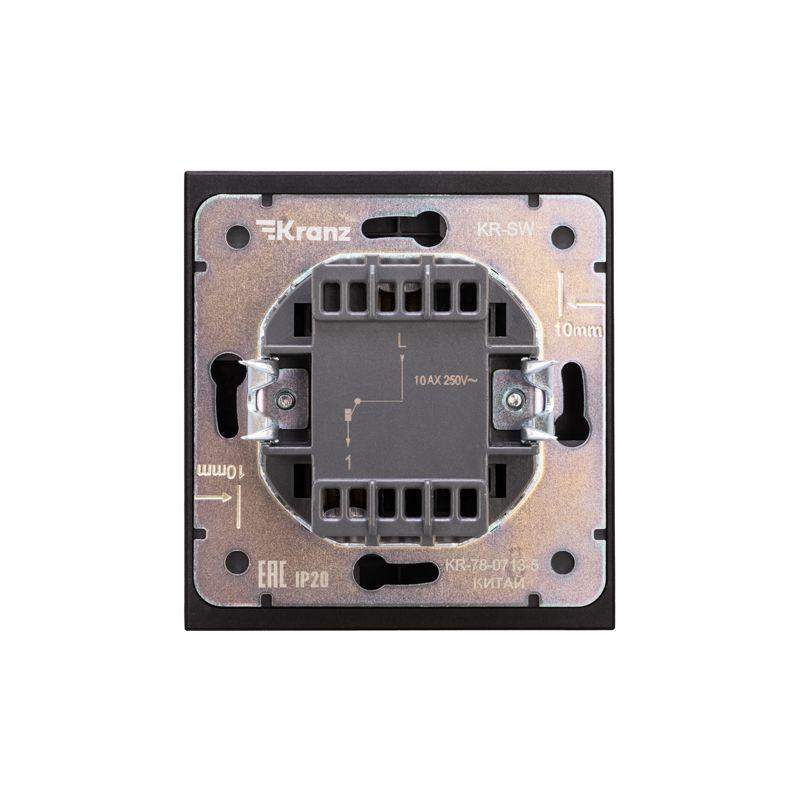Выключатель 1-кл. СП STRONG MIELE 10А с подсветкой антрацит Kranz KR-78-0713-5