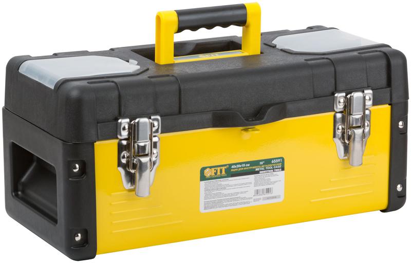 Ящик для инструмента пластик. 16дюйм ( 400х200х190мм ) металл.замки стенки стальные FIT 65591