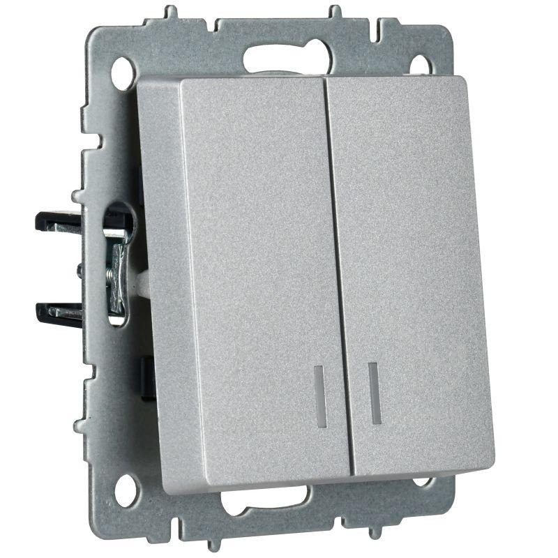 Выключатель 2-кл. BRITE 10А ВС10-2-9-БрА для отелей с индик. механизм алюм. IEK BR-V20-2-10-K47