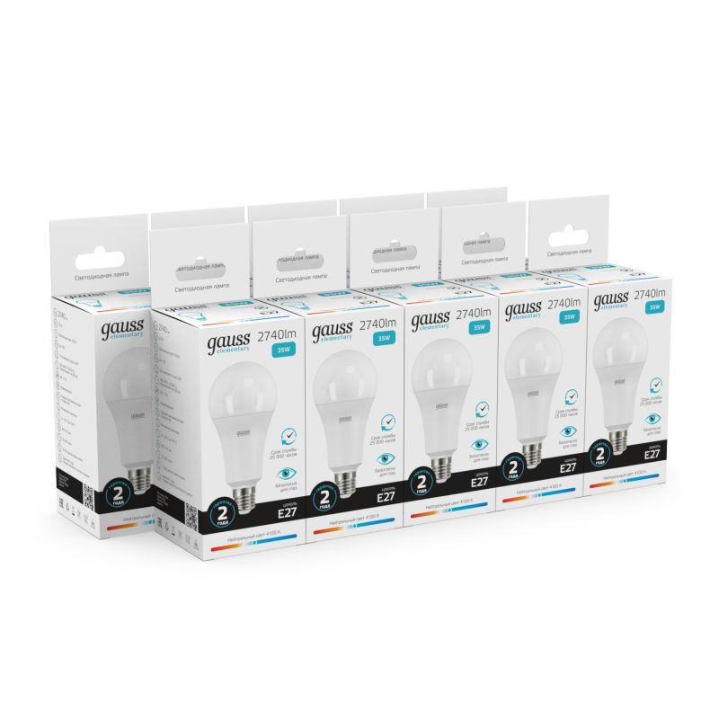 Лампа светодиодная Elementary 35Вт A67 грушевидная 4100К нейтр. бел. E27 2740лм GAUSS 70225