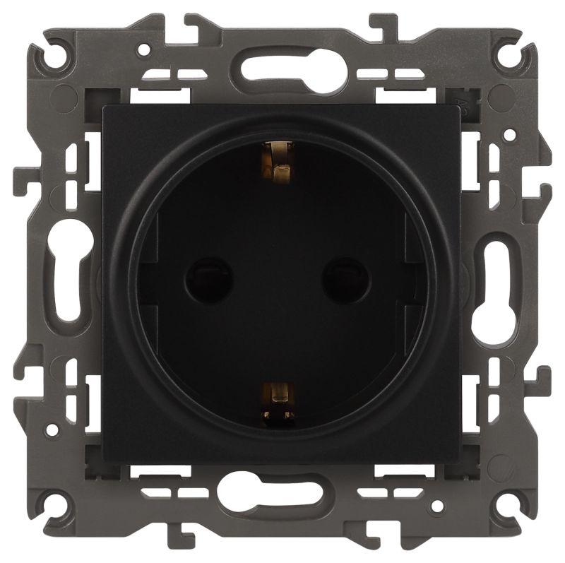Розетка 1-м СП Эра Elegance 14-2101-05 16А IP20 16AX 250В 2P+E Schuko антрацит Эра Б0034269
