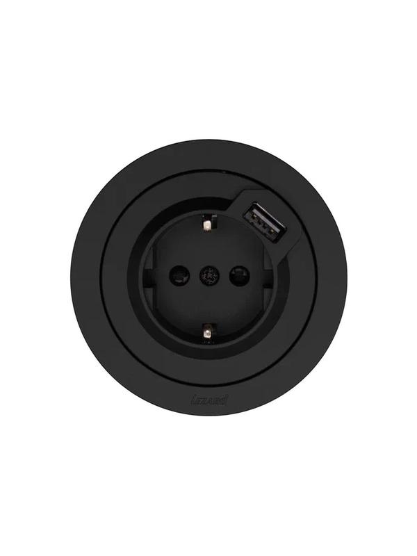 Розетка 1-м СП OSEN с заземл. + USB разъем механизм черн. бархат LEZARD 743-4288-181