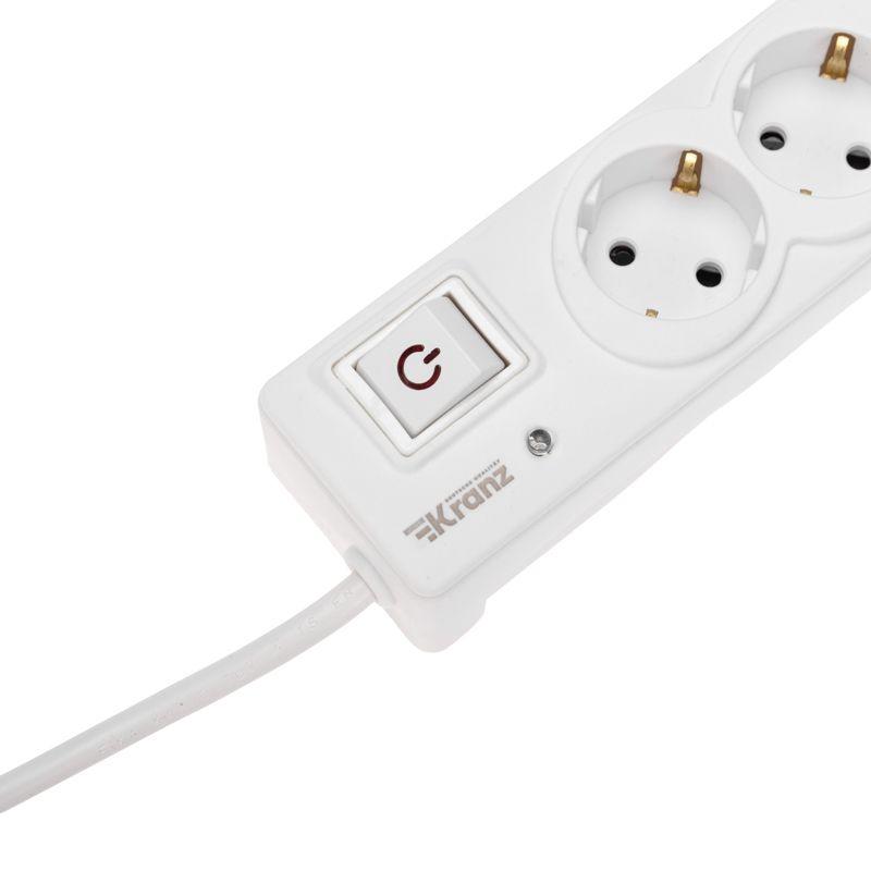 Удлинитель с сетевым фильтром 5х5м с автовыкл. 2 USB КГ 3х1.5кв.мм бел. Kranz 13-4701