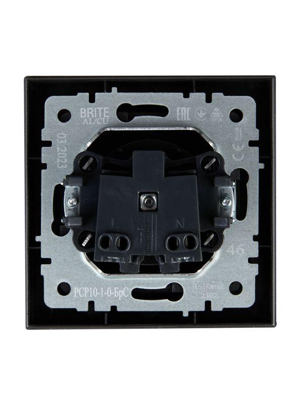 Розетка СП BRITE РСР10-1-0-БрС 10А в сборе без заземл. без защ. шторок сталь IEK BR-R10-10-K46-F