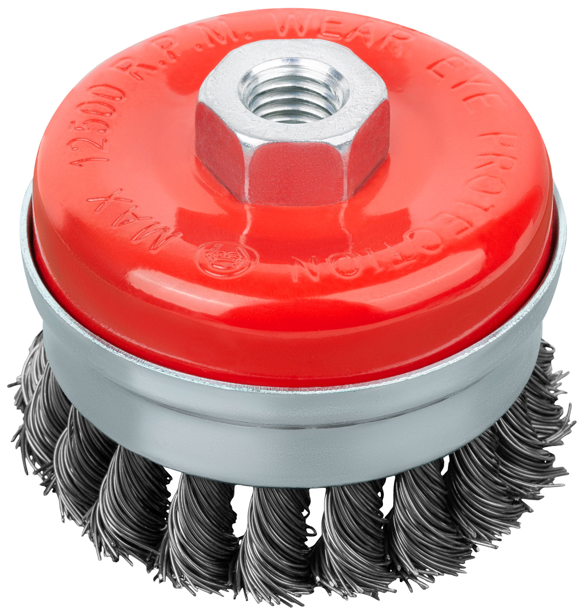 Корщетка-чашка, гайка М14, стальная витая проволока с бандажом, Профи  75 мм