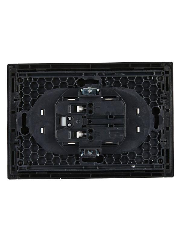 Розетка 2-м СП FORTE&PIANO FP125 10А без заземл. защ. шторки безвинт. крепл. черн. IEK FP-R23-10-1-K02