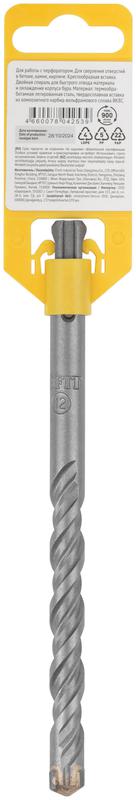 Бур по бетону SDS-PLUS профи крестообразная вставка двойная спираль 12х160мм FIT 33068