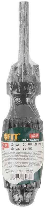 Отвертка 5 CrV бит усиленная ручка с антискользящей накладкой черн. FIT 56245