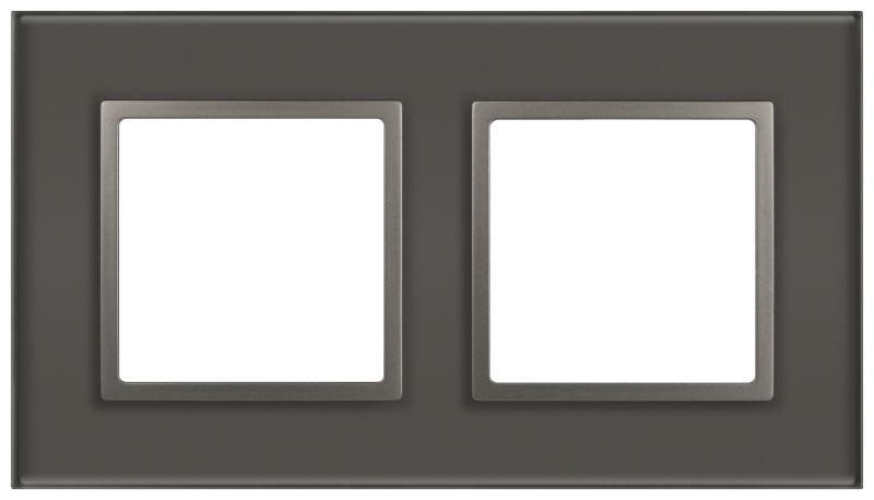 Рамка 2-м Elegance 14-5102-16 для розеток и выключателей стекло титан Эра Б0065835