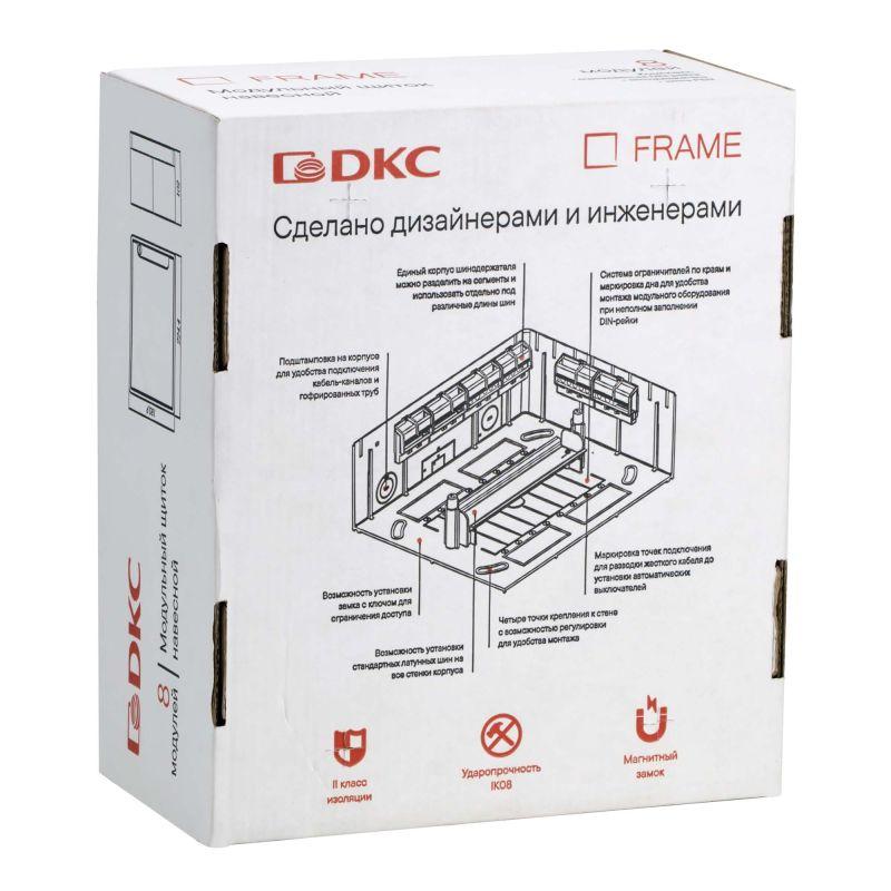 Щиток 8 мод. настенный FRAME с тонированной дверцей с 2 шинами PEN на 6 и 8 отв. бел. DKC F08W1WD