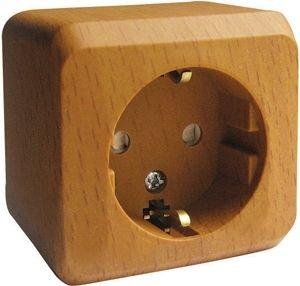 Розетка 1-м ОП Этюд Дача 16А IP20 250В с заземл. защ. шторки бук SE PA16-004T