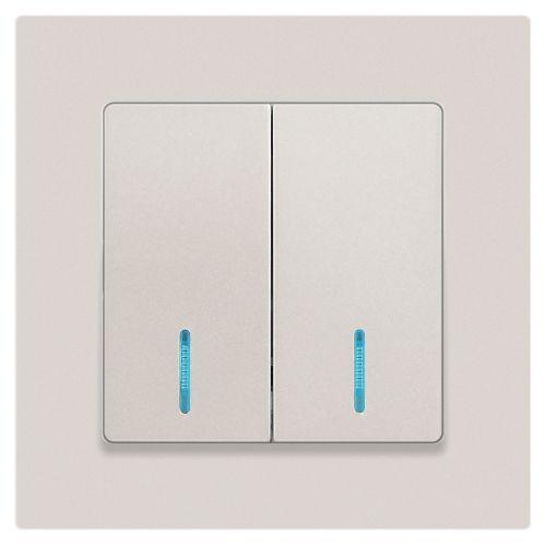 Выключатель 2-кл. СП Accent 6-105-06 10А IP20 250В с подсветкой AL/CU перламутр. Intro Б0063519