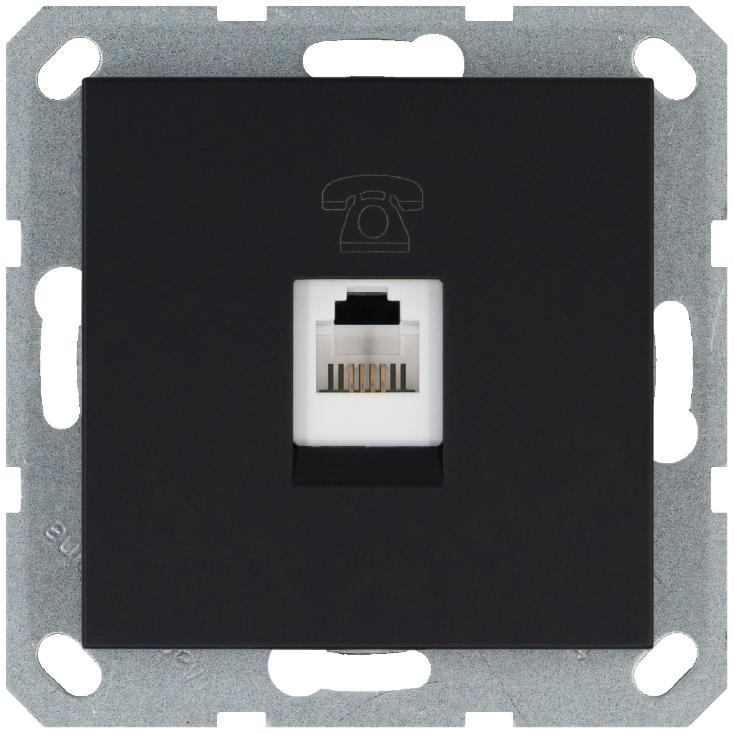 Розетка телефонная 1-м RJ11 механизм антрацит JasmartG6101B