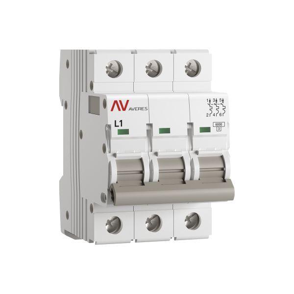 Выключатель автоматический модульный 3п L 1А 6кА AV-6 AVERES EKF mcb6-3-01L-av
