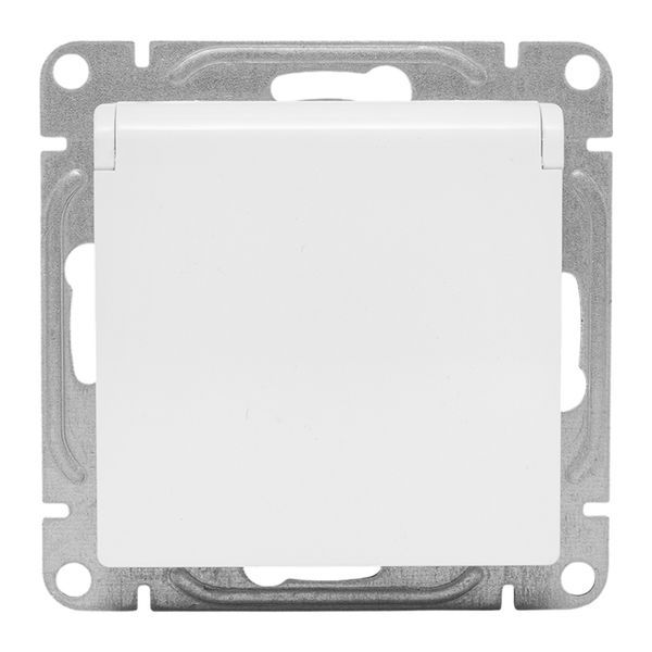 Розетка СП Эпика 16А IP44 с заземл. защ. шторки с крышкой механизм бел. EKF UP1-SOW-111-44